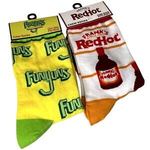 NEW TWO PAIRS Funyuns and Frank's Red Hot OSFM Crew Socks